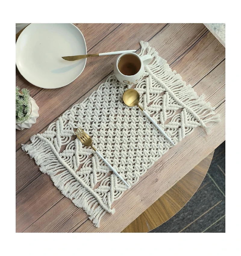 John Bead Macrame Handmade Placemat Diy Kit for Beginners