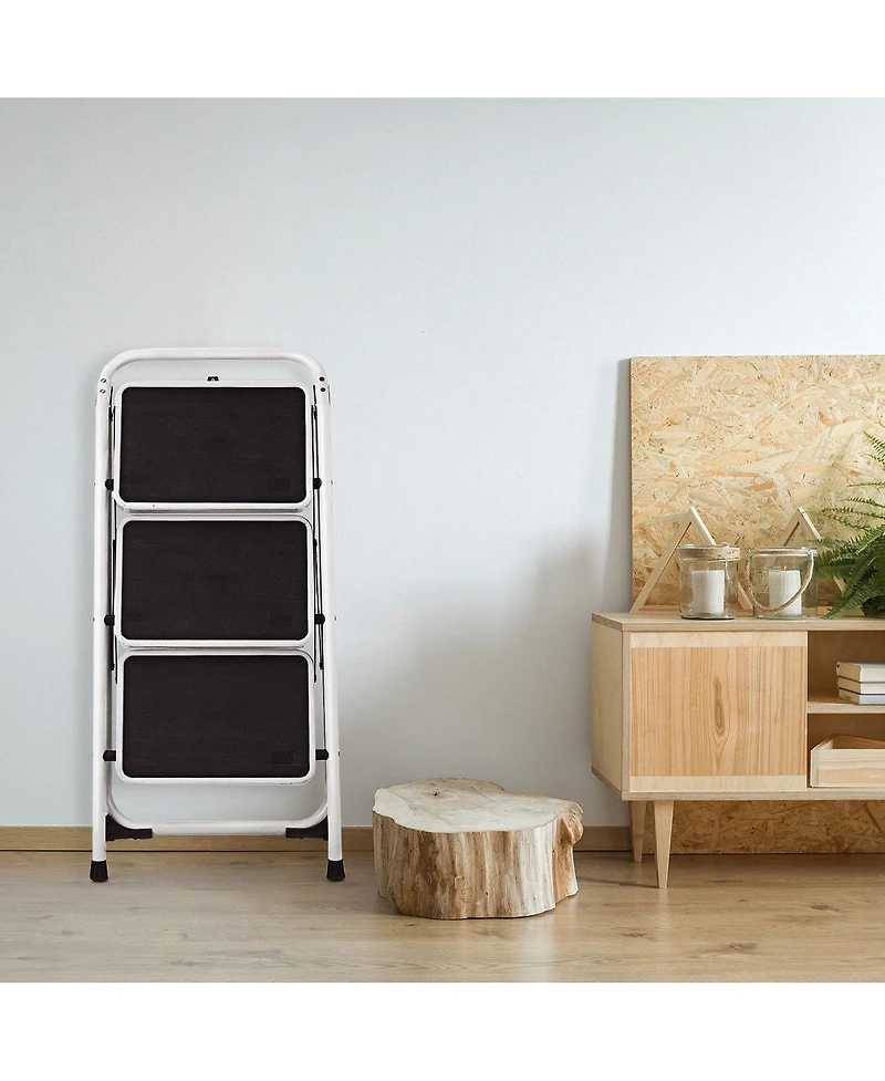 Costway 3 Step Lightweight Ladder Hd Platform Foldable Stool 330 Lb Cap. Saving Space