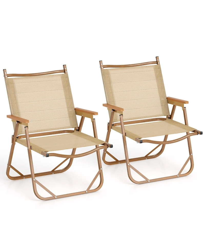 Sugift Folding Camp Chair Set of 2 with Aluminum Frame and Padded Armrests