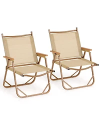 Sugift Folding Camp Chair Set of 2 with Aluminum Frame and Padded Armrests