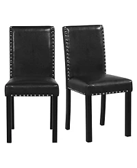 Sugift Set of 2 Dining Chairs with Solid Rubber and Wood Legs