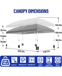 homfan 10'x20' Commercial Pop-Up Canopy Tent -, Waterproof with 6 Sidewalls, Adjustable Height and Storage Bag for Weddings or Parties