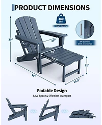 gaomon 2 Piece All-Weather Hdpe Outdoor Folding Adirondack Rocking Chair with Retractable Ottoman for patios, Decks