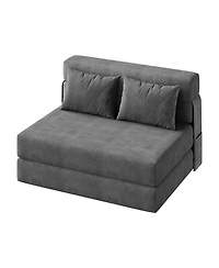 homfan 76"x40" Folding Sofa Bed - Corduroy Sleeper Sofa with Washable Cover and Segmented Backrest for Bedroom or Guest Room