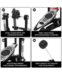 5 Core Bass Drum Pedal Mount Adjustable Felt Beater Head Single Chain Heavyduty Kick Drum Foot Pedal
