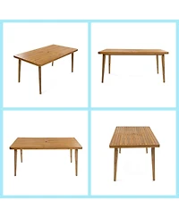 Asagikoiai Netro 7-Piece Acacia Wood Outdoor Dining Set with Wicker Chairs