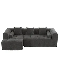 Clihome Combined Sofa Sectional Sofa with Deep Seating and Side Pockets