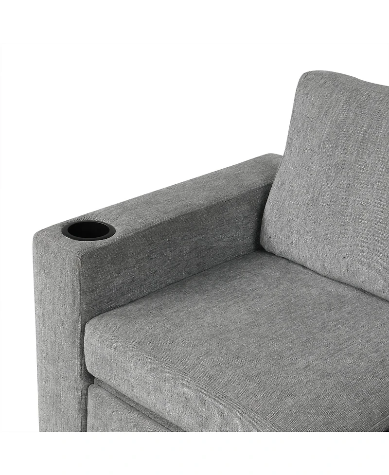 Clihome Sectional Sofa Bed L-shaped Sofa with Movable Storage Ottoman