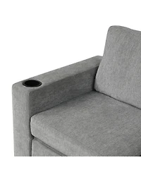 Clihome Sectional Sofa Bed L-shaped Sofa with Movable Storage Ottoman