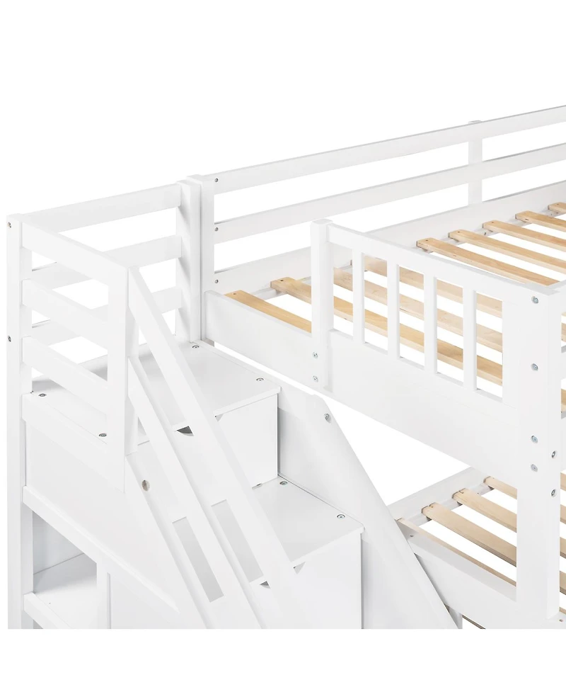 Streamdale Furniture Bunk Bed With 3 Drawers Ladder and Staircase