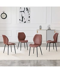 Streamdale Furniture 4-Pack Luxury Pu Leather Dining Chairs with Adjustable Metal Legs