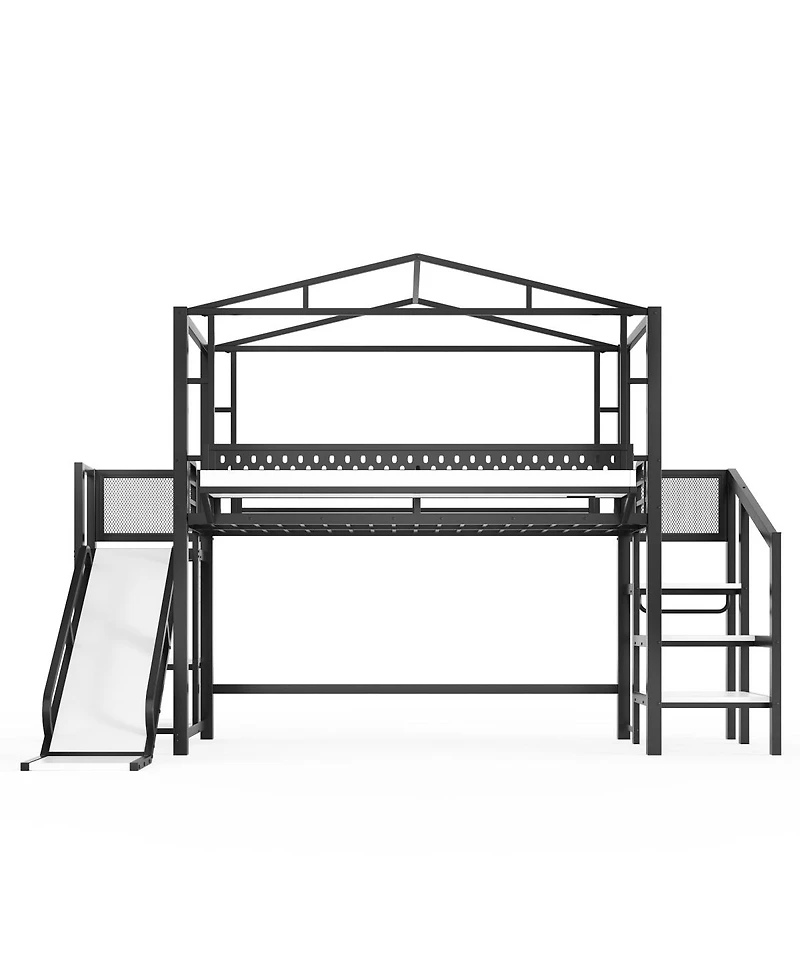 Streamdale Furniture Twin Loft Bed with Storage Stairs Wardrobe Usb Ports and Led Lights