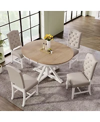 Streamdale Furniture Retro Extendable Dining Table Set with 4 Upholstered Chairs