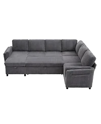 Streamdale Furniture 111'' U-Shaped Convertible Sectional Sofa Bed with Storage and Usb