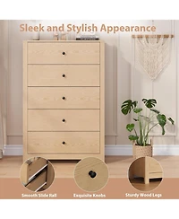 gaomon 5 Drawer Dresser for Bedroom – Modern Simply Chest of Drawers, Wood Storage Dresser with Deep Drawers for Living Room