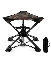 Sugift Folding Camping Stool 360degree(s) Swivel Hunting Chair with Anti-Sink Feet