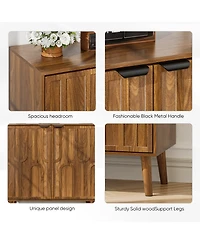 Boyel Living 31.5" Farmhouse Sideboard Buffet Cabinet with Storage, Wood Coffee Bar with Slatted Doors and Anti-Tip Device for Kitchen, Dining Room