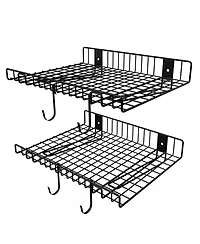 Xdovet Wall Mounted Shelving Heavy Duty Floating Shelves With Hooks Mesh Storage Rack For Kitchen Office Basement Cabinet