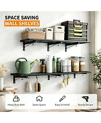 Xdovet Shelves Mounted Floating Storage Hooks Industrial Shelving Basement Workshop