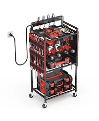 Xdovet Power Tool Organizer Cart Charging Station Rolling Storage Rack