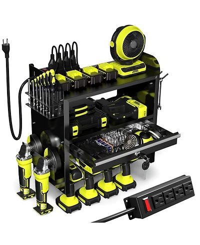 Xdovet Power Tool Organizer Wall Mount Drill Rack Locking Drawers Metal Garage Workshop Storage Gift Men Father