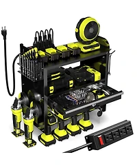 Xdovet Power Tool Organizer Wall Mount Drill Rack Locking Drawers Metal Garage Workshop Storage Gift Men Father