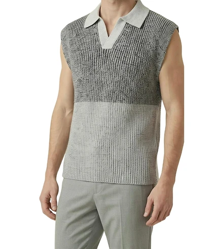 Modenaire Men's Colorblock Polo-Collar Knit Vest