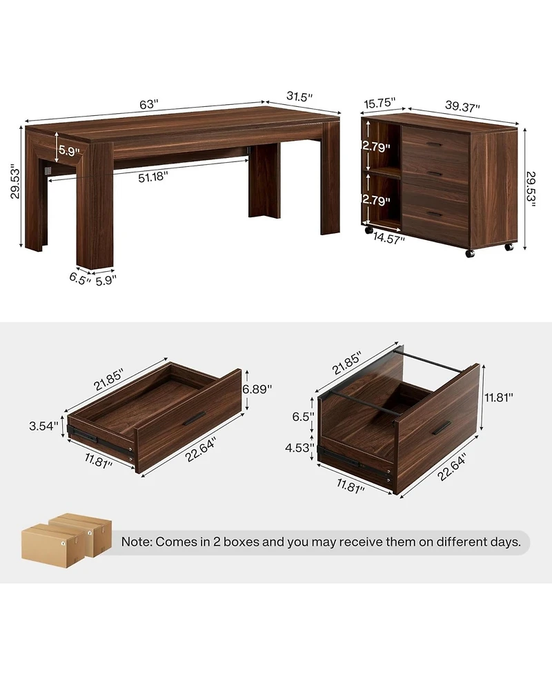 Tribesigns Office Desk, Modern Executive Desk with Large Tabletop, Wooden Computer Desk, Long Workstation for Home Office