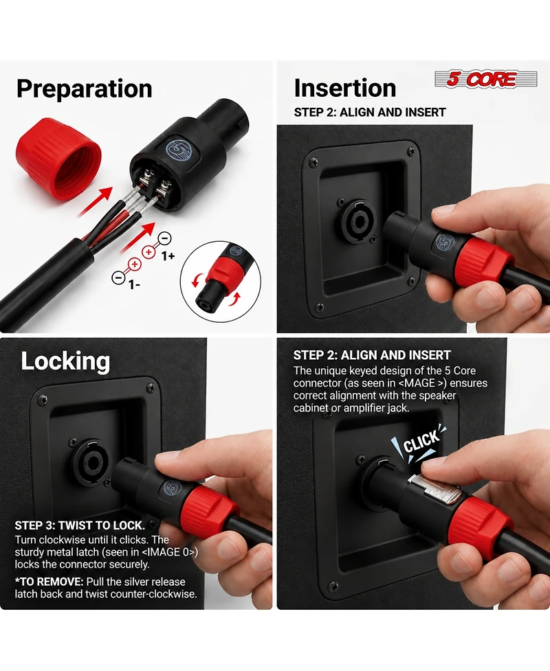 5 core Speakon Adapter High Quality Audio Jack Male Audio Pin Speaker Adapter Connector