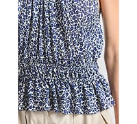 Derek Lam 10 Crosby Women's Avery Floral Print Smocked Sleeveless Top