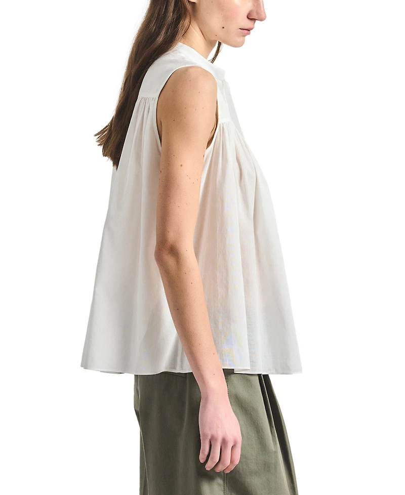 Derek Lam 10 Crosby Women's Chase Sheer Cotton Lawn Sleeveless Yoked Top