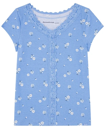 abercrombie kids Girls' 5-16 Lace-Trim Button-Front Top