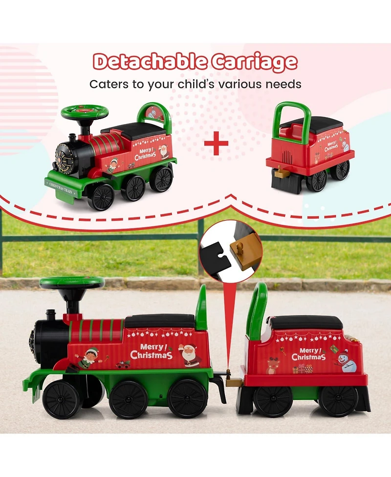 Mecale 6V Ride on Train 2-Seater with Carriage and Flashing Led Lights