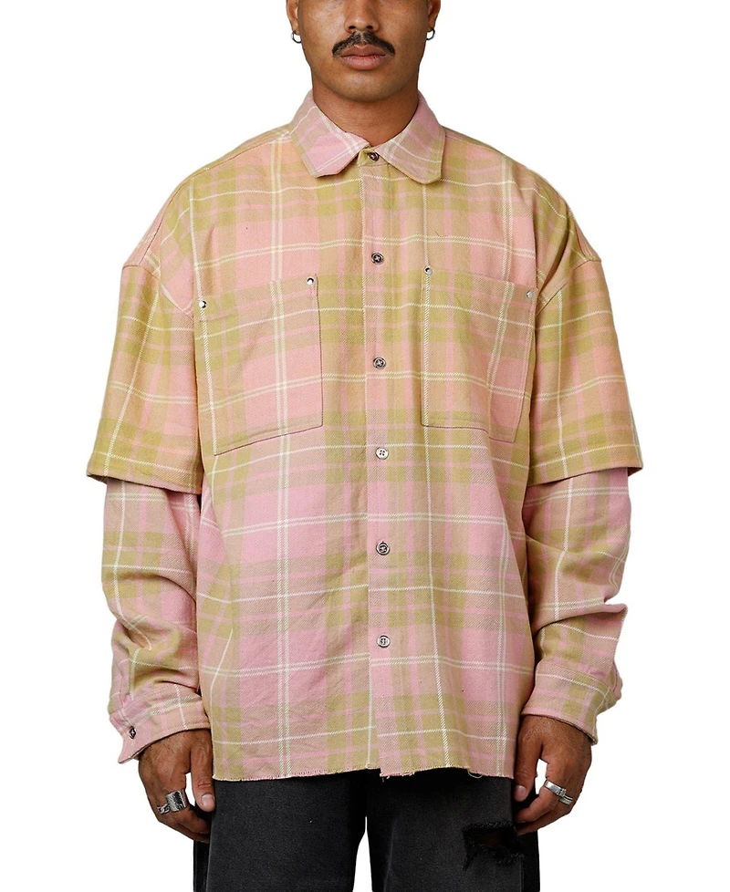 mnml Men's Dip Fade Flannel Shirt