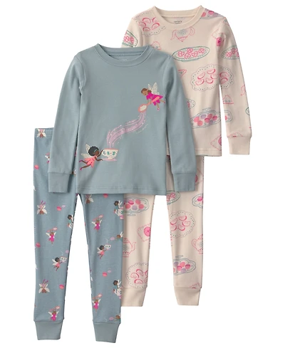 Carter's Toddler Girls' 2T-5T Fairy Snug Fit Sleep & Play, 4-Piece Set