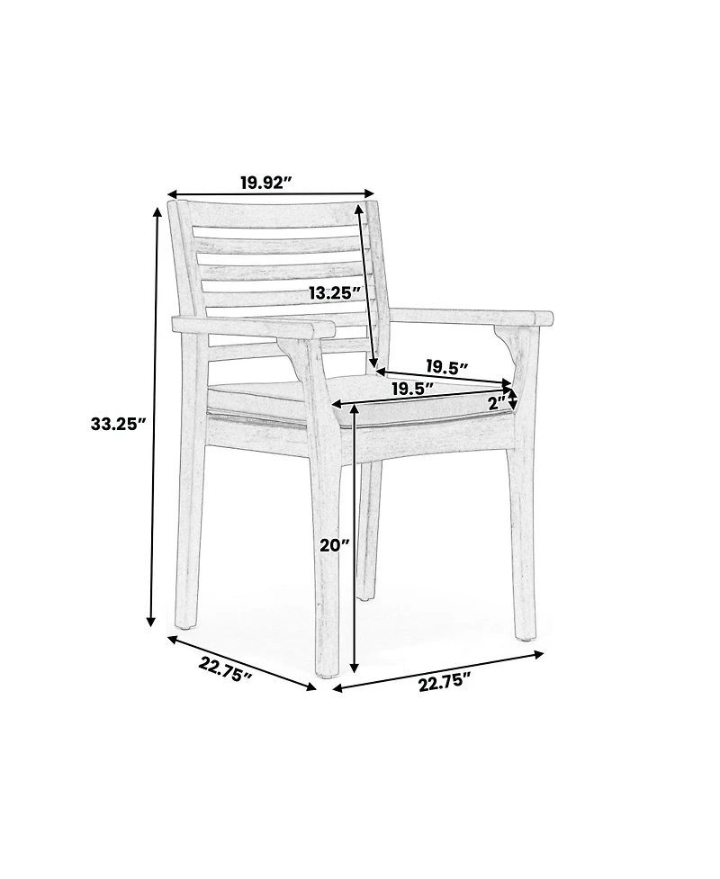 Clihome 2 Piece Patio Dining Chairs Acacia Wood Frame Outdoor Chairs with Cushions
