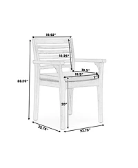 Clihome 2 Piece Patio Dining Chairs Acacia Wood Frame Outdoor Chairs with Cushions
