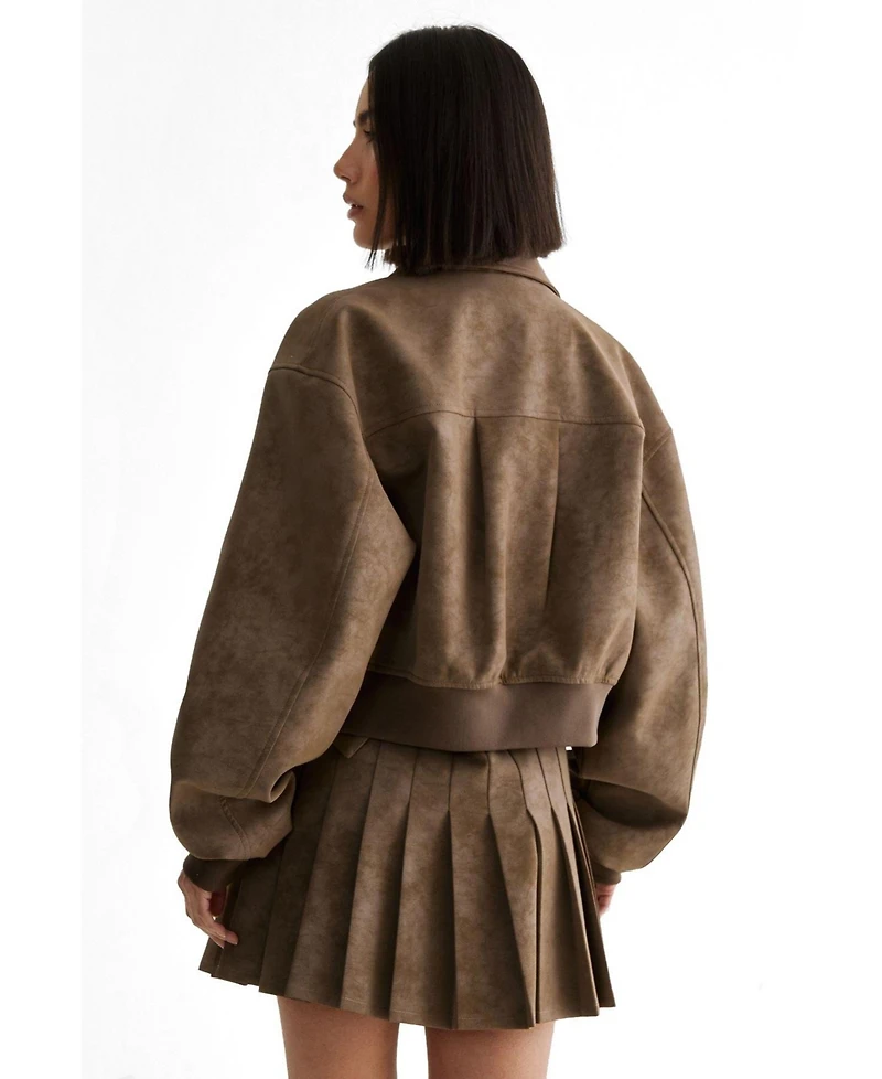 Nasty Gal Women's Faux Leather Bomber Jacket