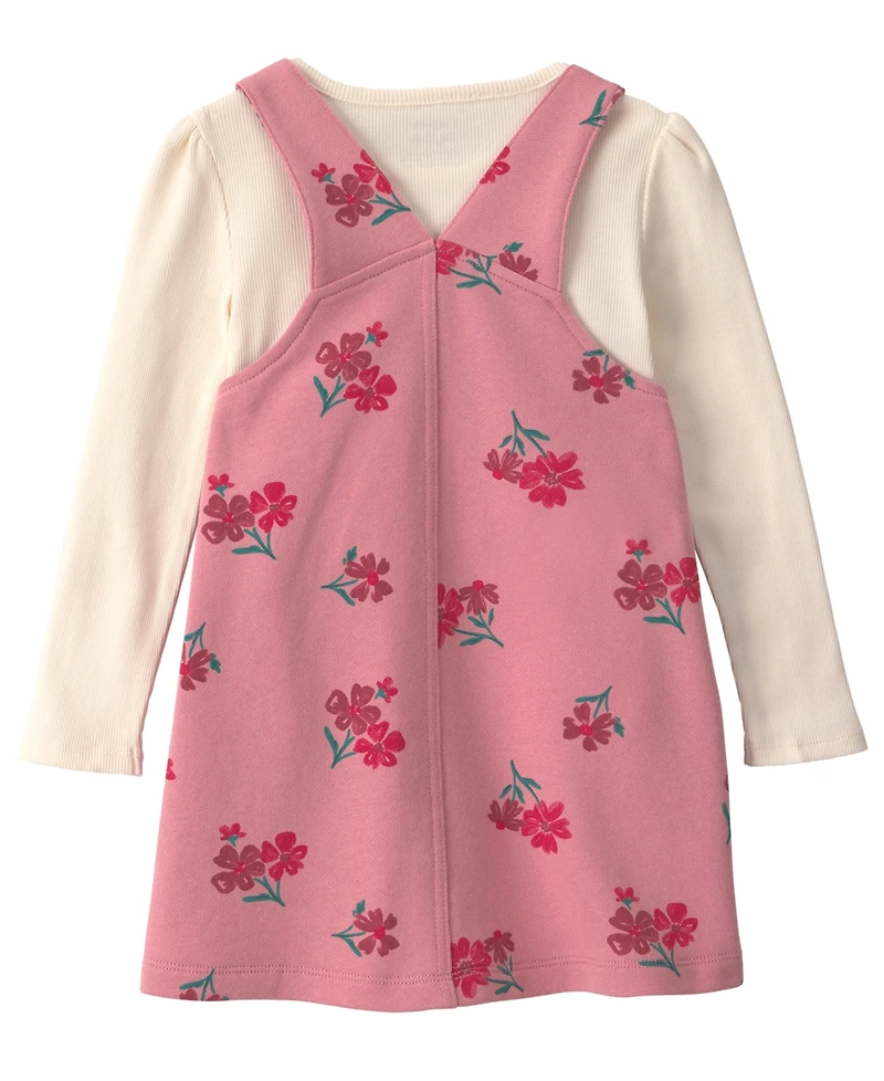Carter's Toddler Girls' 2T-5T Floral French Terry Long-Sleeve Top and Jumper Dress, 2-Piece Set