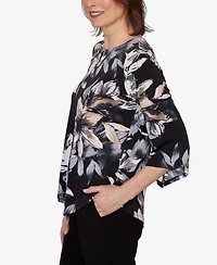 Alfred Dunner Petite Watercolor Floral Printed Top