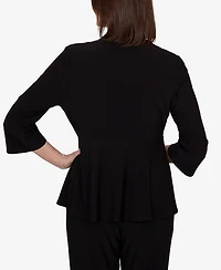 Alfred Dunner Petite Light Open Crepe Cardigan Top