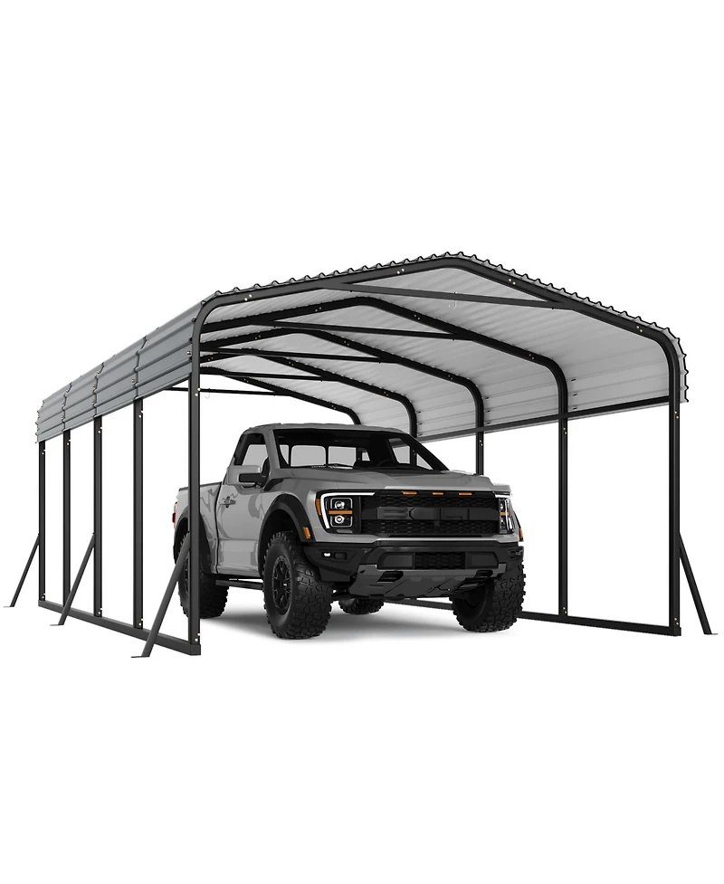 homfan 12x20 Feet Heavy Duty Metal Carport, Galvanized Steel Frame with Durable Roof Panels, Vehicle Parking Shelter