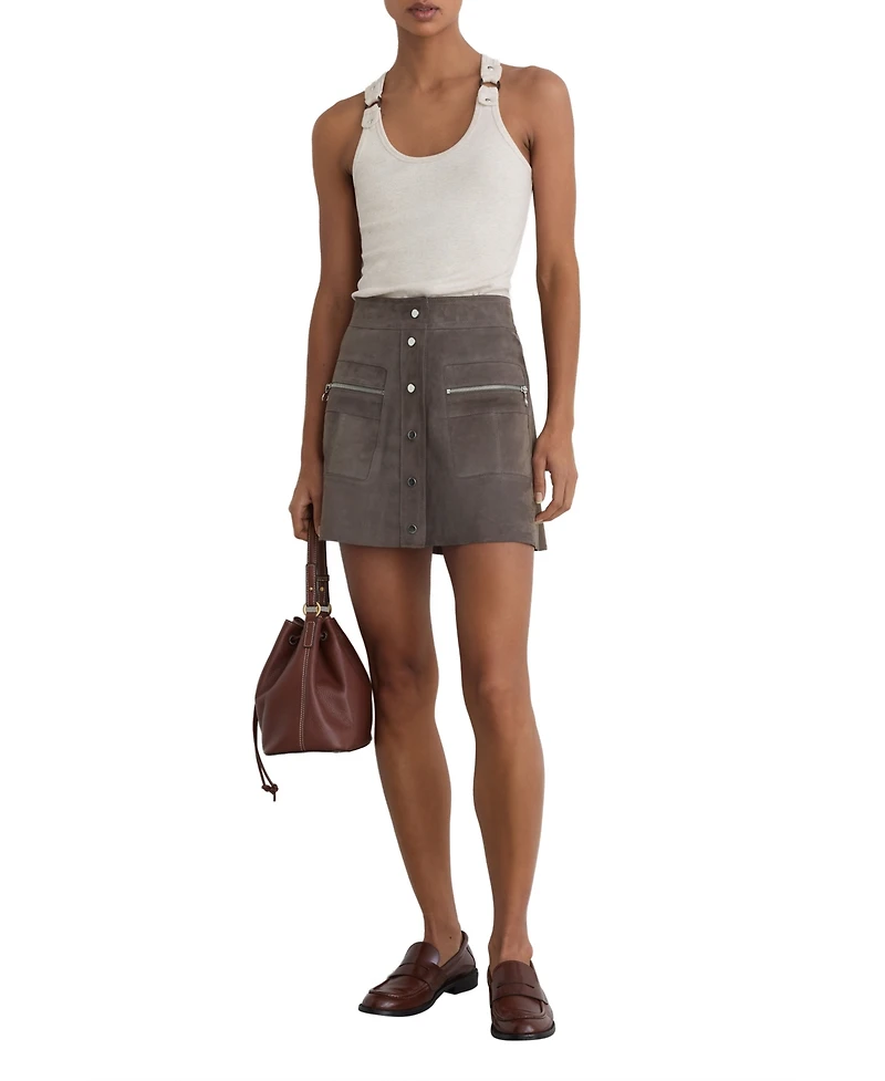 Reiss Women's Tia Button Detail Mini Skirt