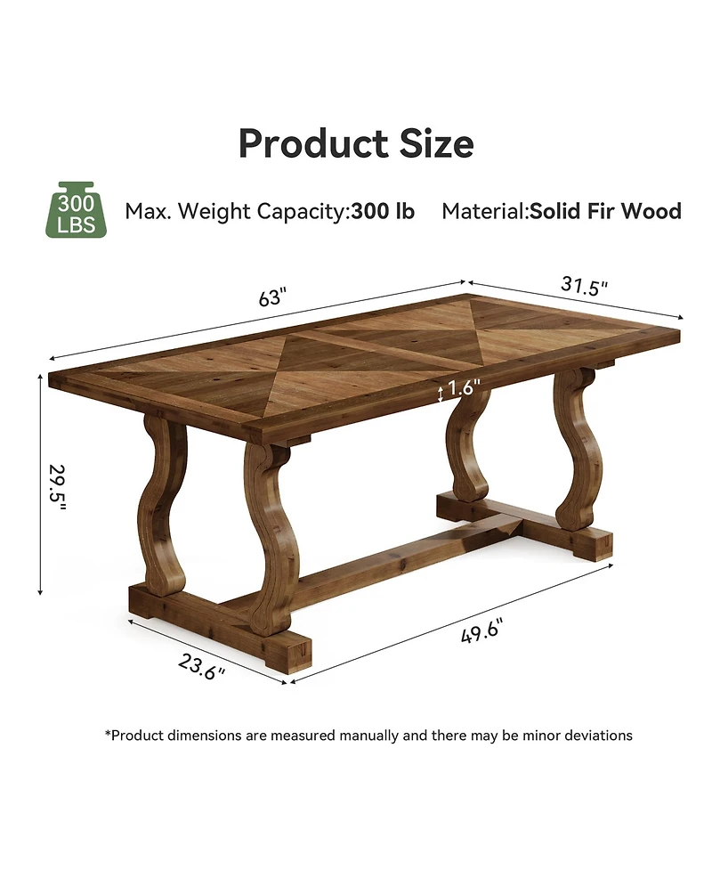 Tribesigns Solid Wood Executive Desk, 63" Large Computer Desk for Home Office, Farmhouse Rustic Wooden Workstations Business Office Furniture