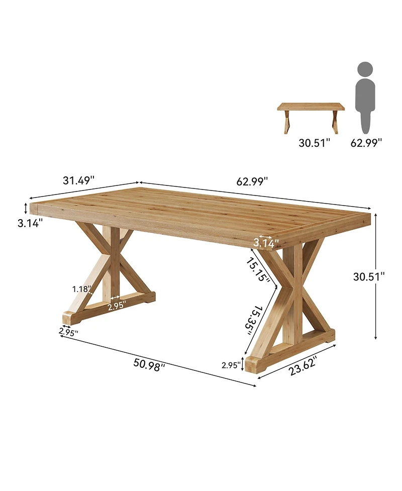 Tribesigns Solid Wood Executive Desk, 63-Inch Home Office Computer Desk with Sturdy Legs, Farmhouse Simple Writing Study Table Business Workstation