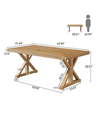 Tribesigns Solid Wood Executive Desk, 63-Inch Home Office Computer Desk with Sturdy Legs, Farmhouse Simple Writing Study Table Business Workstation