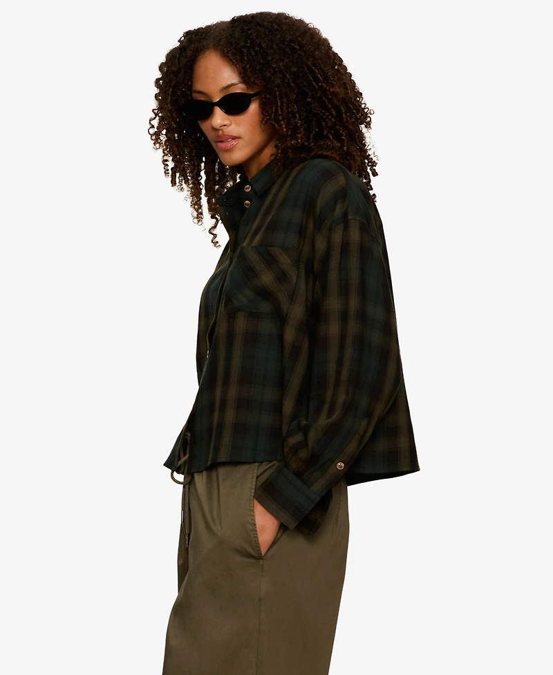 Sanctuary Women's The Autumn Cropped Flannel Button-Up Shirt