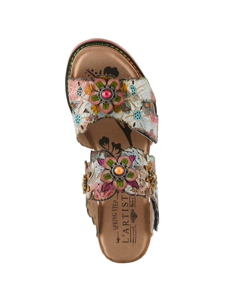 L'Artiste Women's Radiating Slide with Hand-Painted Design
