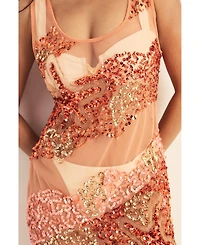 Nasty Gal Women's Beaded Sheer Mini Beach Dress
