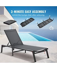 Vevor Chaise Lounge Chair Outdoor Patio Lounge Chair Adjustable 5-Position
